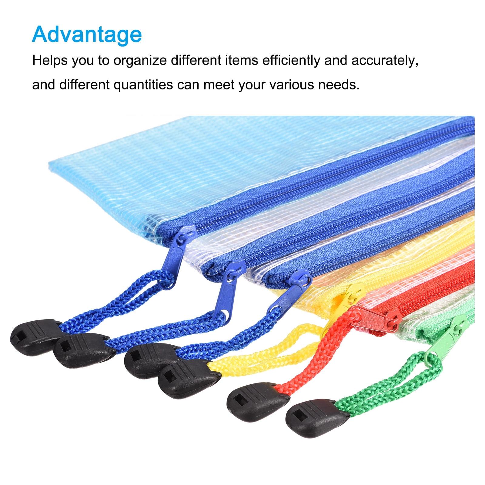Unique Bargains Mesh Zipper Bag File Document Pocket Bill Pouch Folder 12cm x 16cm 6Pcs