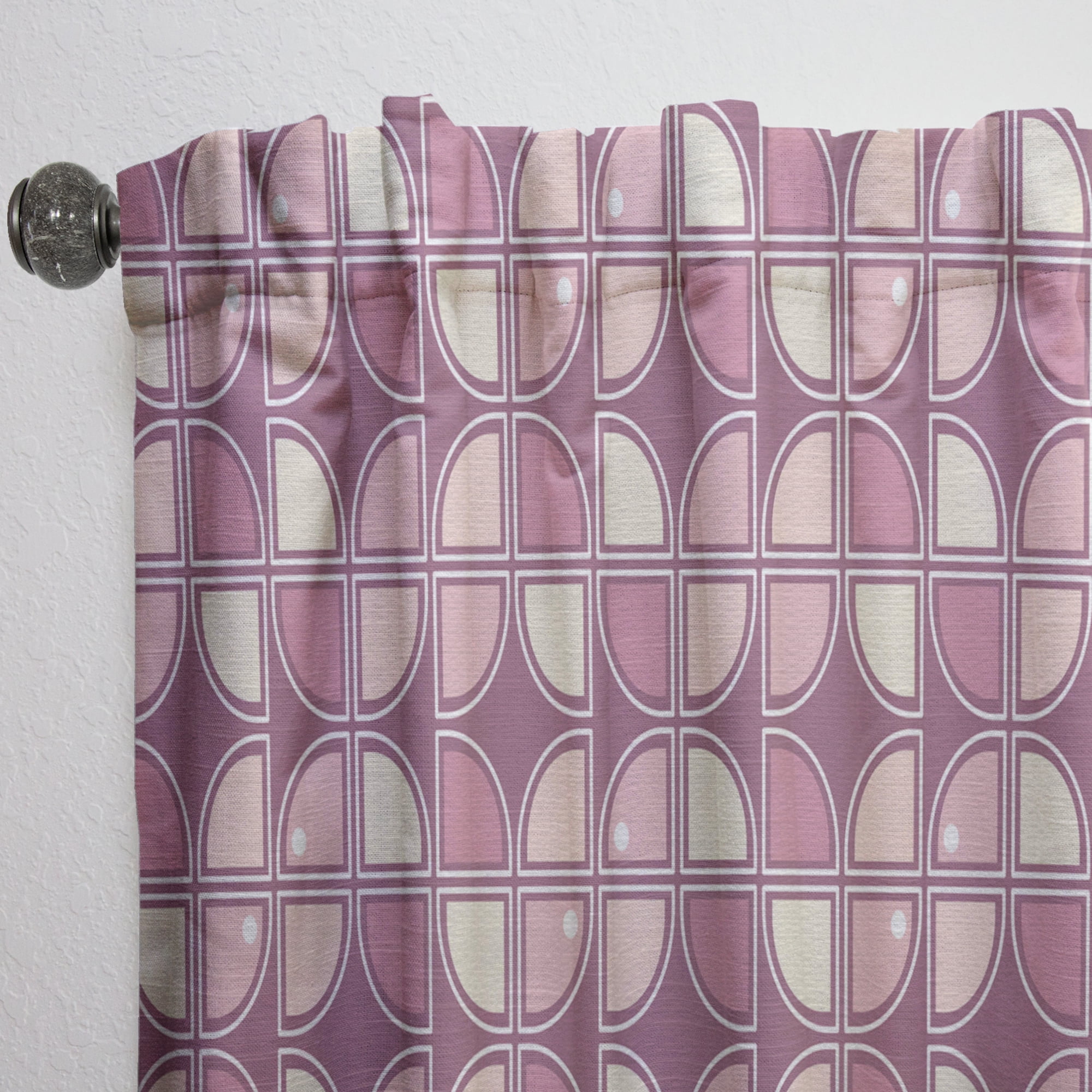 Designart 'Purple Pink Desing Retro Pattern' Mid-Century Modern Curtain Panel