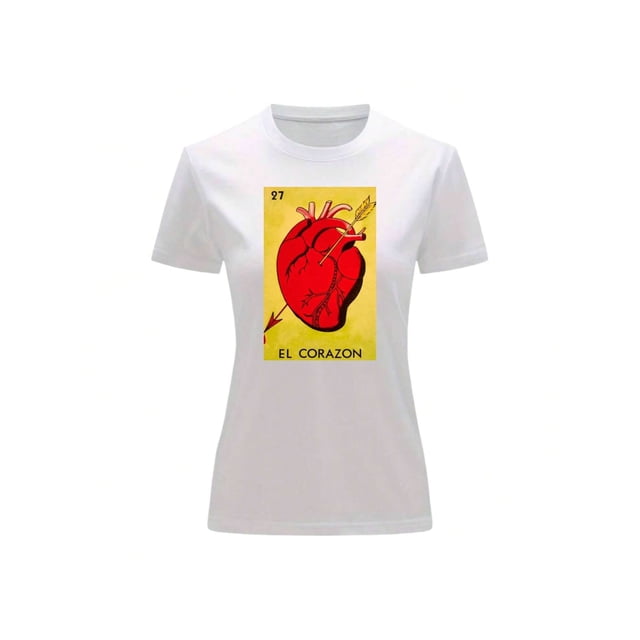 Playera Blusa El Corazon De La Loteria Mexicana Tradicion Mexicana Color Blanco Talla Grande Marca Emil SaEs