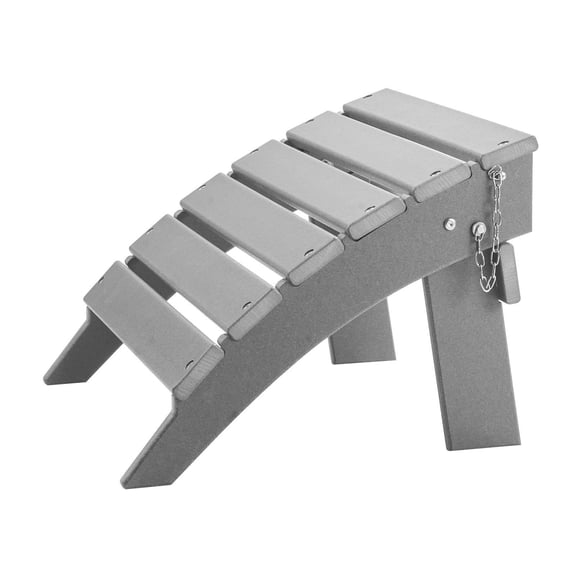 Folding Adirondack Ottoman Footrest, 16.9x18.9x13 Inch, HDPE Plastic, Lightweight and Sturdy, Gray Patio Furniture for Outdoor Deck, Garden, Poolside
