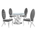 thumbnail image 1 of Ensemble de Salle à Manger 5 Pièces en Acier Inoxydable avec Table Ronde en Verre Clair, 1 of 4