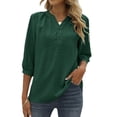 thumbnail image 2 of Primavera y novedad de verano para mujer, camisa de manga media con cuello levantado, top holgado informal con bola de piel jacquard WERSEON Modelo, 2 of 13