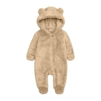 Winter Baby Clothes Warm Fleece Thick Onesie Ear Hooded Jumpsuits Newborn Boys Girls Romper Kids Coats Jackets