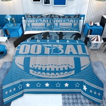jejeloiu Rugby Football Sport Twin Comforter Sets,Blue Gray Bedding Set For Ball Gamer Reversible 2-Piece