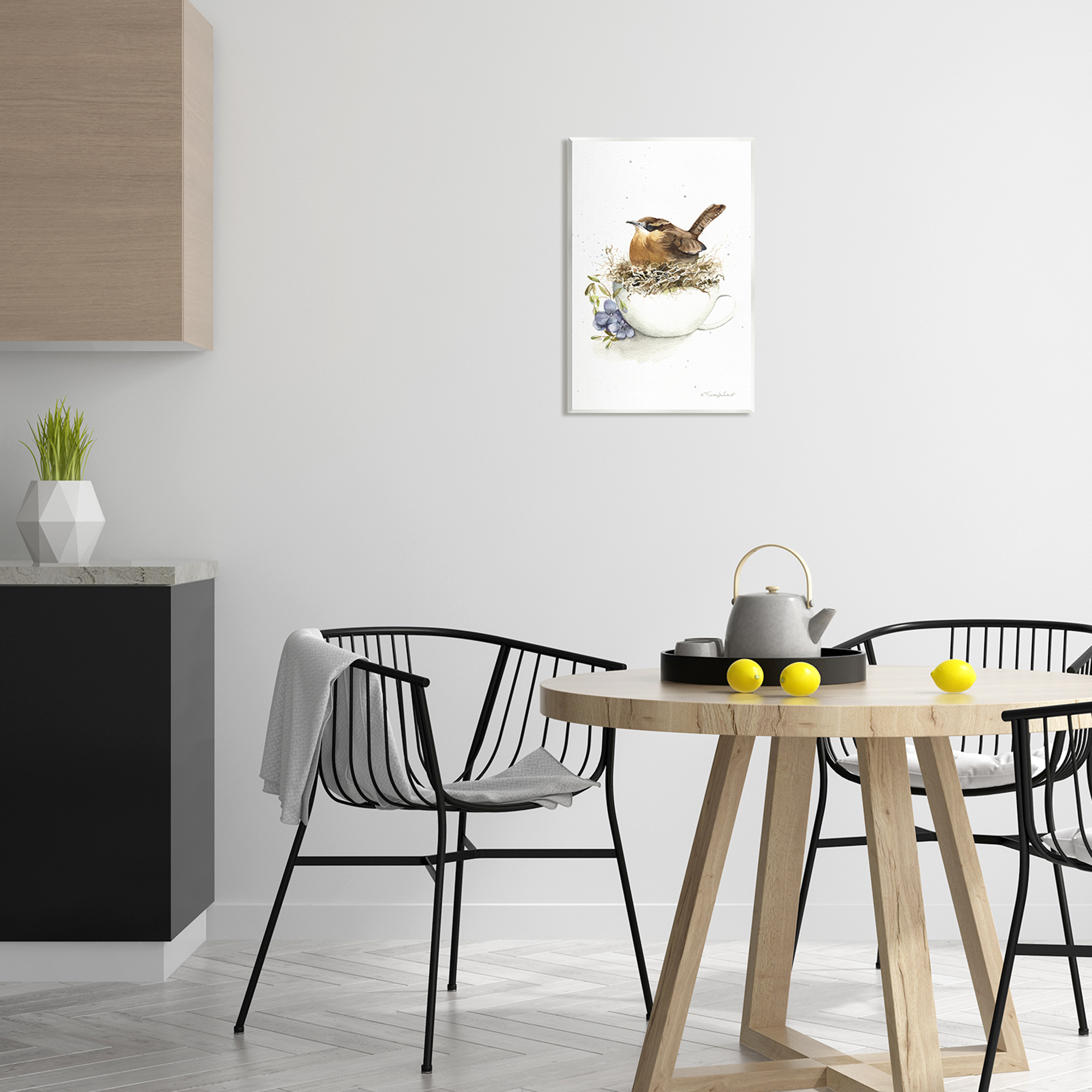 Stupell Industries Bird Nest in Teacup Animals & Insects Painting Unframed Art Print Wall Art, 13 x 19