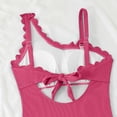 thumbnail image 6 of VISALY Women's One Piece Swimsuit One Shoulder Scalloped Ribbed Swimsuits Slimming Bathing Suit Full Coverage Modest Slimming Swimwear Tummy Control One Piece Beach Bathing Suit Hot Pink L, 6 of 7