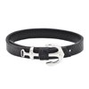 Arista Men's Anchor Bracelet with Adjustable Strap in Black Leather Stainless Steel, 8.5"