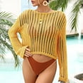 thumbnail image 5 of yillto Women Crop Cover up Crochet Long Sleeve Lightweight Beachwear Protection Bikini Knit Mesh Tops, 5 of 5