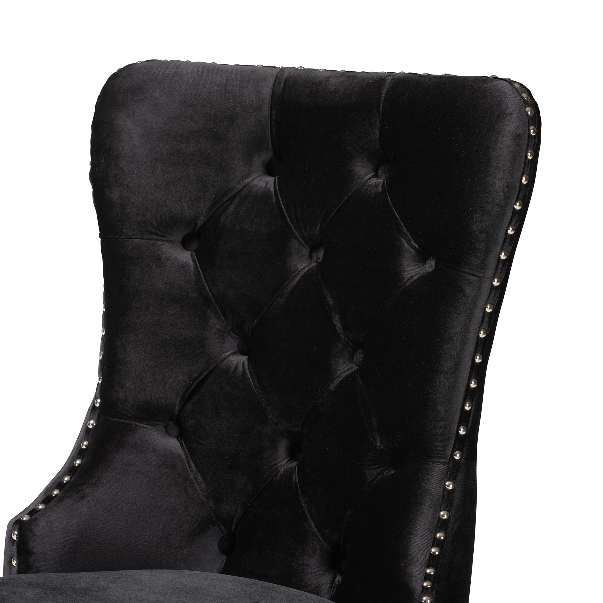 Baxton Studio Honora Contemporary Glam and Luxe Black Velvet Fabric and Silver Metal 2-Piece Dining Chair Set