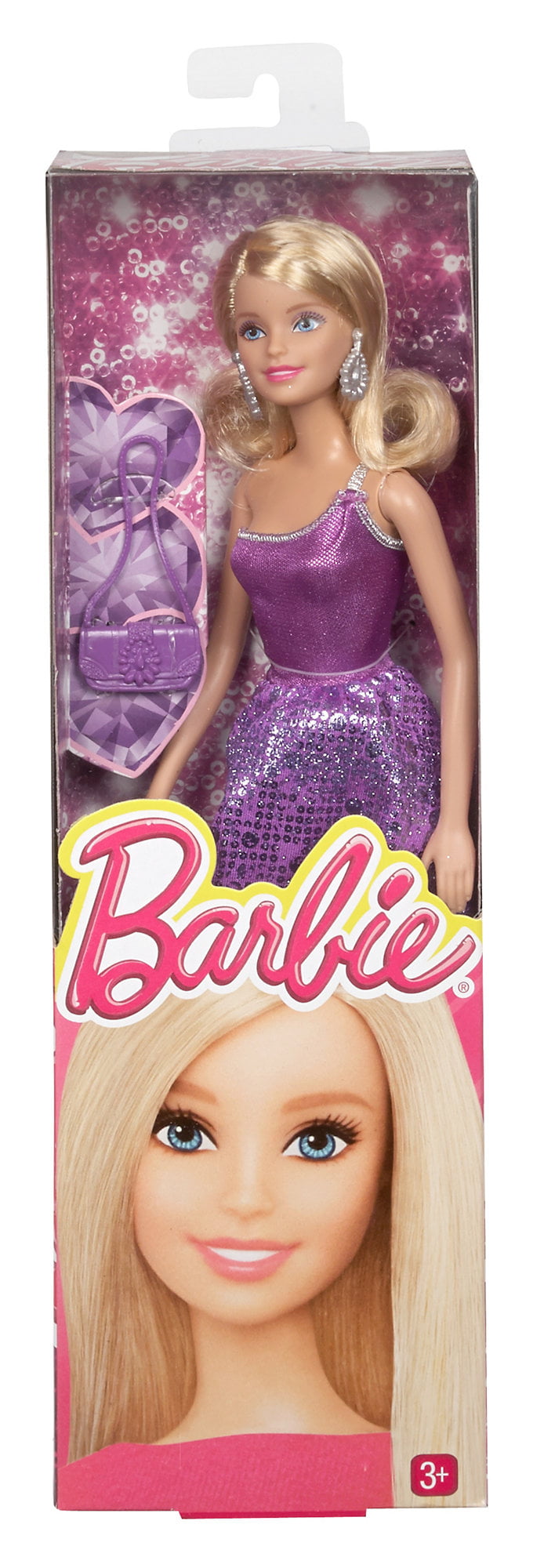 Mattel Barbie Glitz Purple Party Dress Doll 3 BCN33 for sale online 