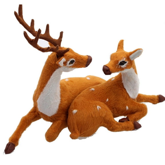 CIYISON Christmas Couple Deer Reindeer Plush for Doll Lifelike Elk Stuffed Animal Toy Home Party Desktop Decoration Ornament