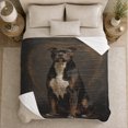 thumbnail image 5 of Brindle Dog Portrait on Black Background, Realistic Pet Style for Dog Lovers, Golden Arch Scene, Warm Flannel Blanket for Living Room and Bedroom, Birthday Gift and Bold Home Decor, 5 of 8