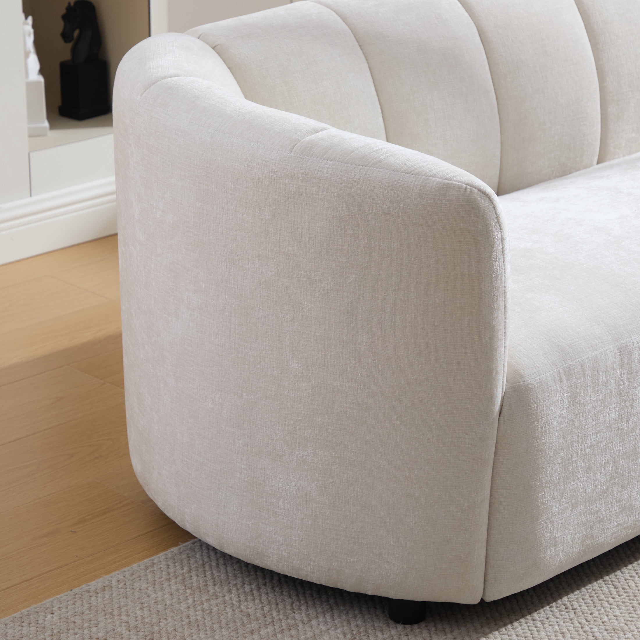 Christopher Knight Home 80" Modern Curved Chenille Sofa, Upholstered Couch with 3 Seats, Beige
