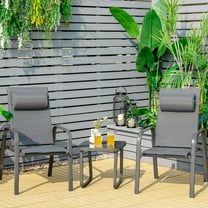 Gymax 3PCS Outdoor Bistro Set Patio Conversation Set w/ Adjustable Backrest Grey