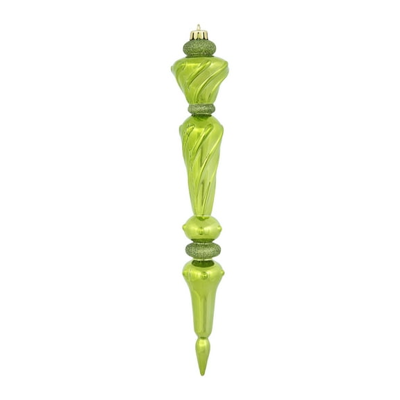 Vickerman 12" Lime Shiny Icicle Drop Christmas Ornament, 3 per Box
