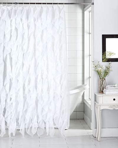 Sheer Voile Vertical Ruffle Shower Curtain (70" X 72", White) - Walmart.com