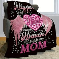 Personalized "Mom's Heart in Heaven" Sherpa Throw Blanket - Cozy, Soft, and Warm for Travel, Office, Bed, Plane, Camping, and More - Unique Memorial Gift for Mother's Day, Birthday, or Anniversary