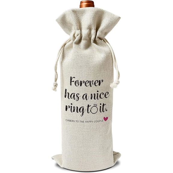 1pcs Wedding Wine Gift Bags - Gift for Bride-To-Be, Wedding, Engagement Party - Reusable Burlap With Drawstring Gift Bag (5.5"x 13.5")-1 Pcs/jiu026