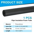 thumbnail image 2 of Uxcell Pipe Insulation Foam Tube, Foam Pipe Cover Foam Tubing for Handle Grip Support AC Unit Black 1/8"ID x 3.28Ft, 2 of 7