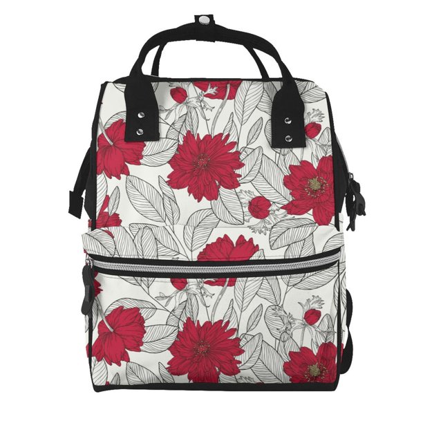 Disketp Leaves And Anemone Mochila de Pañales de Gran Capacidad con Múltiples Bolsillos, Mochila de Viaje Multifuncional para Bebé, Unisex, Moderna y Resistente