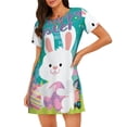 thumbnail image 1 of Disketp Happy easter para Camisón Corto de Manga Corta para Mujeres, Camisón Cómodo con Escote Redondo, Bonito y Confortable, 1 of 6