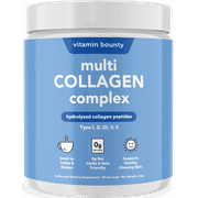 Collagen Peptides, Multi Collagen Complex Powder, Type I,II,III,V & X, 0g net Carbs, Unflavored, Vitamin Bounty