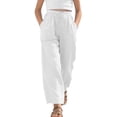 thumbnail image 6 of Posijego Teens Girls Wide Leg Pants Drawstring High Waisted Cotton Linen Pants Summer Beach Vacation Palazzo Pants with Pockets, 6 of 9