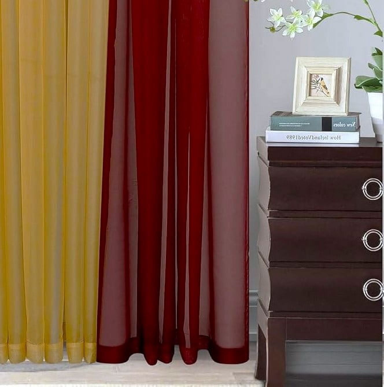 Plume D' Home Two-Tone curtains with attached valances and tiebacks Lorena (Burgundy & Gold)