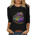 thumbnail image 2 of Xuyuer Carnival 2025 Womens 3/4 Sleeve Tops Mardi Gras and Costumes Fashion Round Neck Printed Blouse, 2 of 6