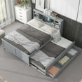 thumbnail image 3 of Newest Full Size Platform Bed with Storage Headboard, USB, Twin Size Trundle and 3 Drawers, Gray, 3 of 11