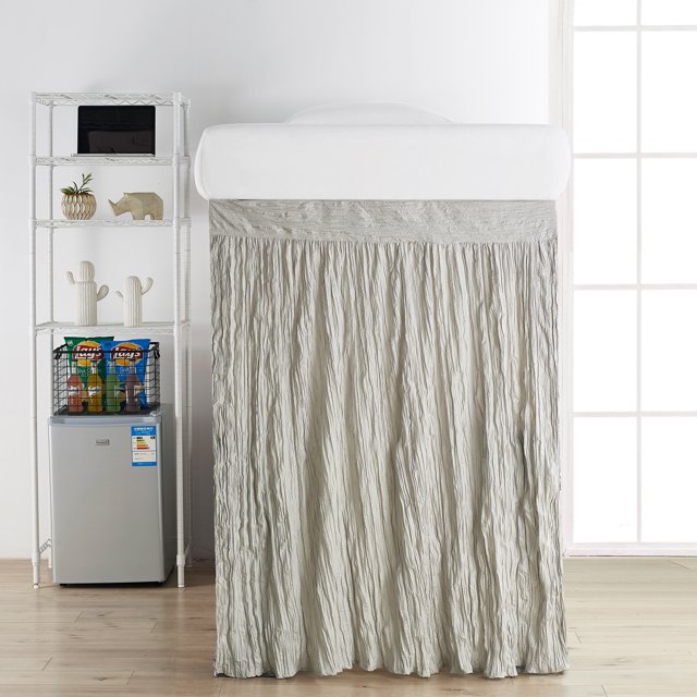 Crinkle Extended Bed Skirt Twin XL Silver Birch (For Raised or Lofted