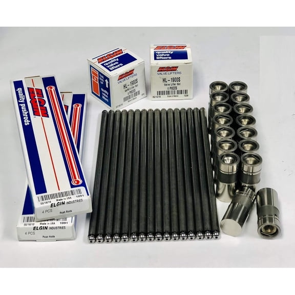 Hydraulic flat tappet lifters & push rods compatible with 1965-2001 Ford V8 Small Block 289 302 (Push Rod Length 6.804")