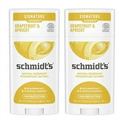 Schmidt's 100% Natural Origin Ingredient Deodorant Stick Grapefruit & Apricot 2 Count For 24-Hour Odor Protection 2.65oz
