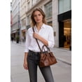 thumbnail image 6 of Gustave Women PU Leather Tote Bag Vintage Ruched Crossbody Shoulder Handbag Purse Top Handle Satchel for Daily Work Travel  - Brown, 6 of 9