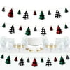 Big Dot of Happiness Holiday Plaid Trees - Buffalo Plaid Christmas Party DIY Decorations - Clothespin Garland Banner - 44 Pieces
