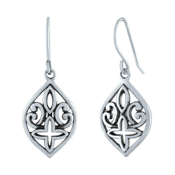 Ladies Brilliance Fine Jewelry Sterling Silver Filigree Dangle Earrings
