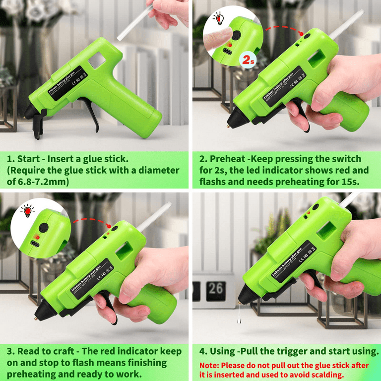 Cordless Hot Glue Gun with 30 Mini Glue Sticks Melt for Arts Craft DIY Kit  Set