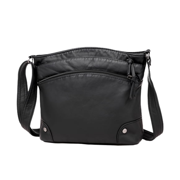 yulier Crossbody Bags for Women Vintage Soft PU Leather Purses and Handbags Ladies Large Capacity Multi Pocket Lightweight Shoulder Bag, Black