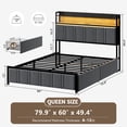 thumbnail image 3 of GUNAITO Queen Bed Frame with Storage Headboard, 2 Drawers Platform Upholstered LED Bed Frame with USB Ports & Outlets Gray, 3 of 9