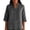 Gray, variant on Women's 3/4 Sleeve Tunic Tops Casual Split V Neck Mandarin Collar Loose Boxy Blouse Slub Textured with Side Slit for Daily Wear, Khaki, XXL