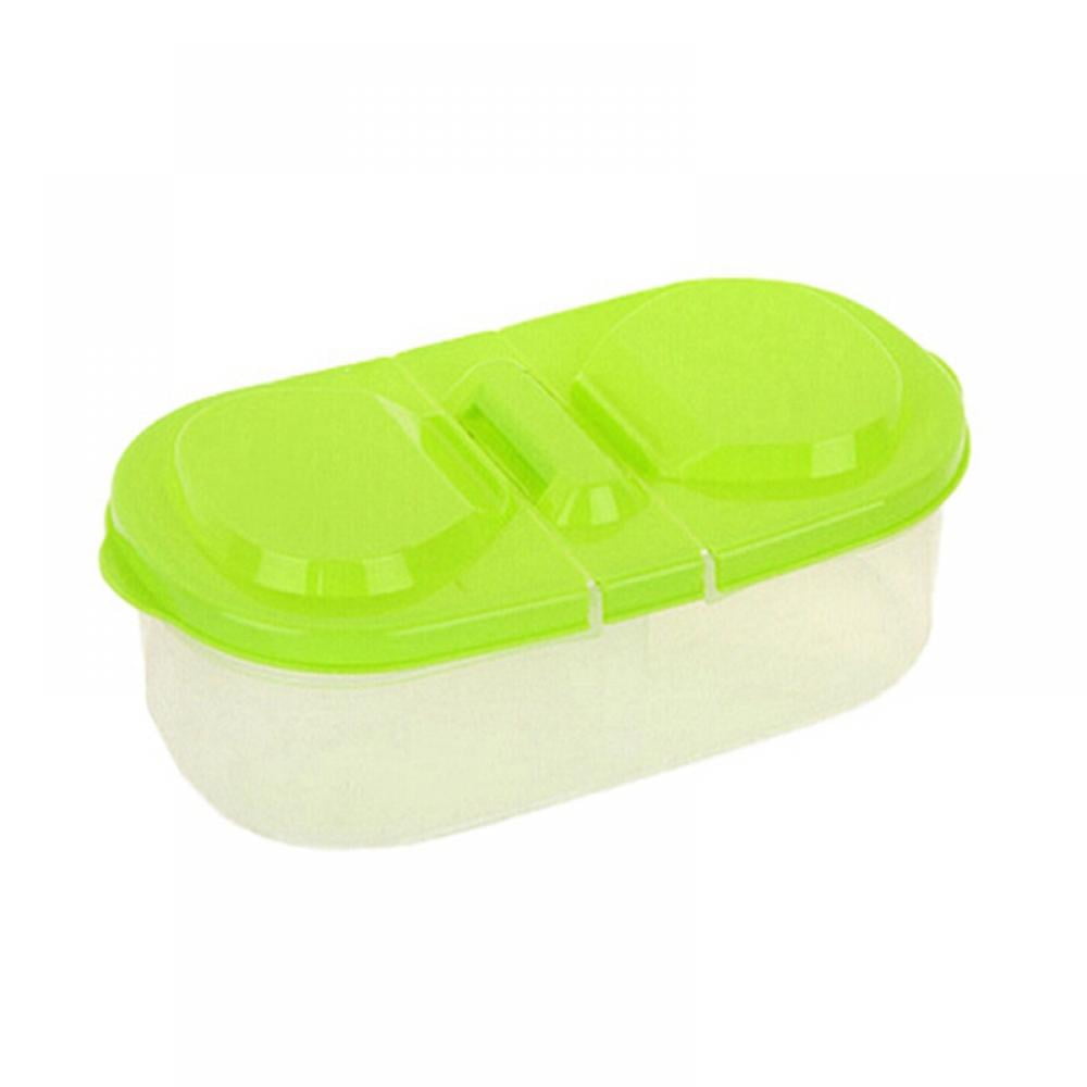 2 Grid Reusable Plastic Food Storage Box Container with Lid, Grain