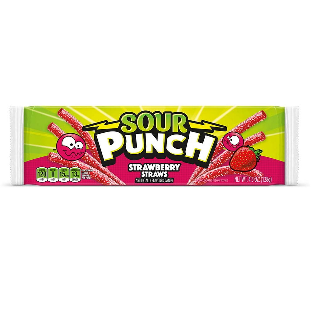 Sour Punch Straws, Strawberry, 4.5oz Tray
