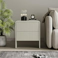 thumbnail image 5 of FURNIWAY Set of 2 Curved Nightstand with 2 Drawers, Wooden Bedside Table with Pop-up Design, Modern End Table for Bedroom, Living Room, Beige, 5 of 8
