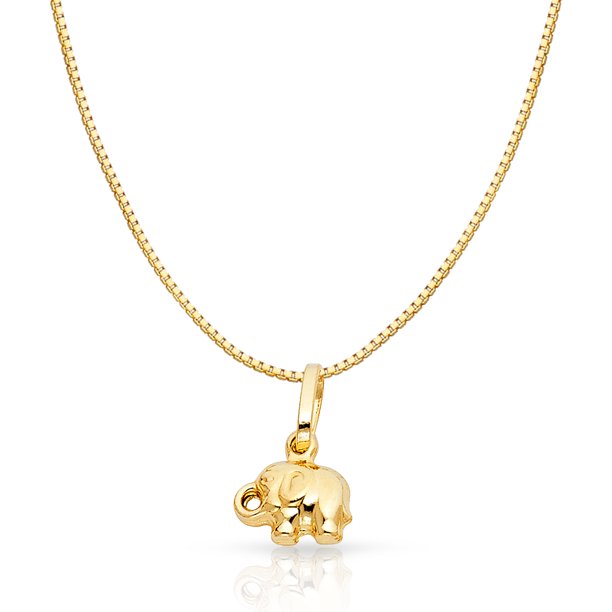Ioka 14K Yellow Solid Gold Elephant Strength & Luck Charm Pendant