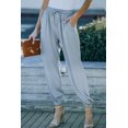 thumbnail image 2 of ABPHQTO Pantalones casuales sin cordones con cintura elástica y cordón gris para mujer con bolsillos, 2 of 5