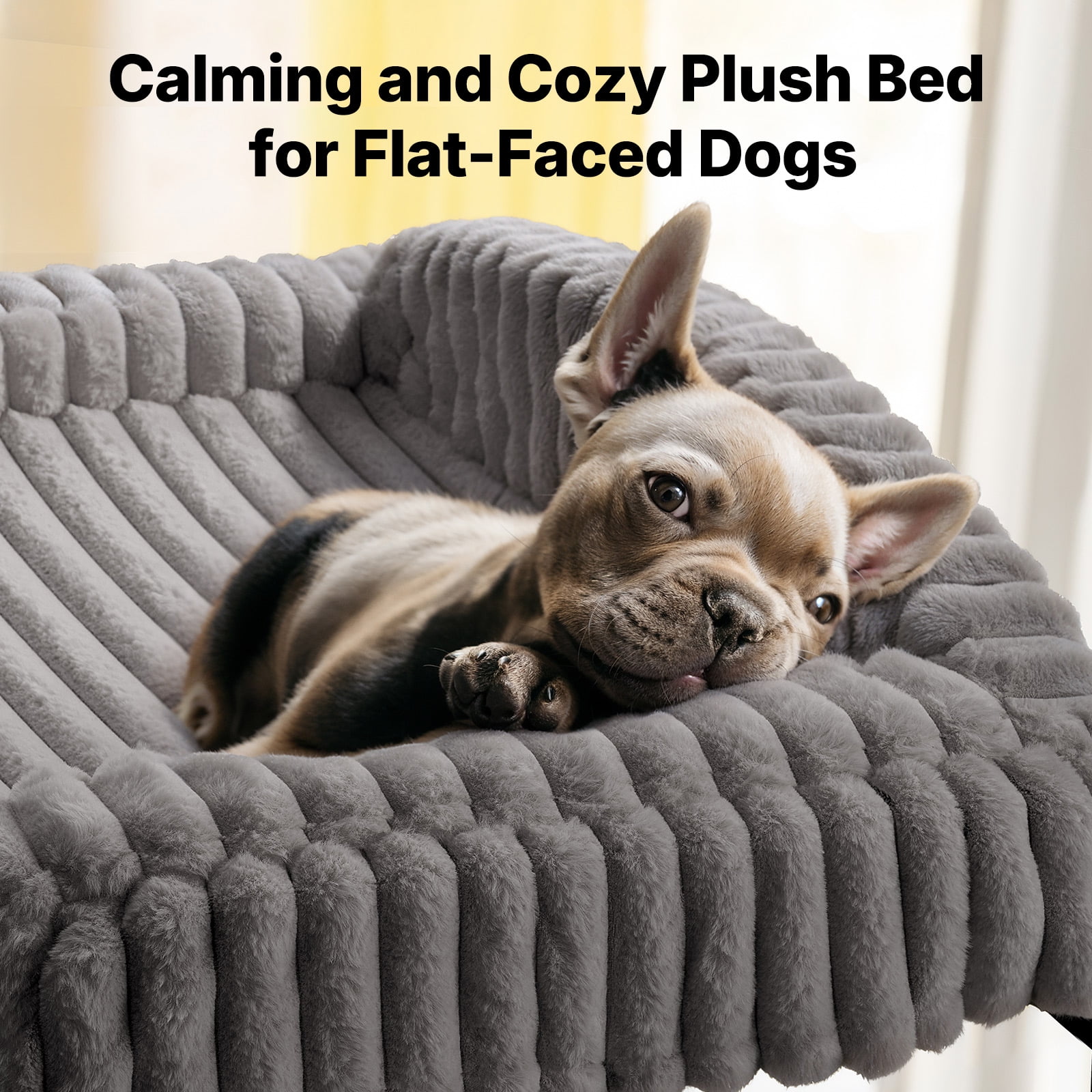 Veehoo Orthopedic Elevated Dog Bed with Bolster Cushion, Plush Dog Couch Beds, 30 x 20 Inches, Grey