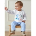 thumbnail image 4 of Qmyliery Baby First Birthday Outfit Goose Embroidered Long Sleeve Sweatshirt Plaid Pants 2 Piece Set, 4 of 9