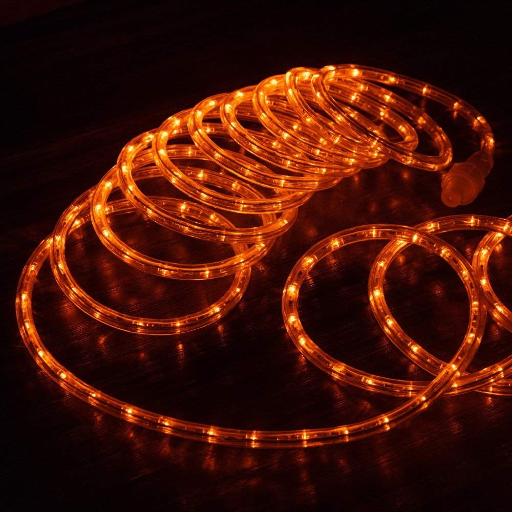 50' Orange LED Neon Rope Light Waterproof Flex Led Strip Party Xmas Tree Decor 