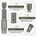 thumbnail image 5 of Uxcell 5pcs T50 Torx Head Screwdriver Bit 1/4" Hex Shank 2" (50mm) Long Magnetic No Hole Tip 6 Point Star Screw Driver, 5 of 7