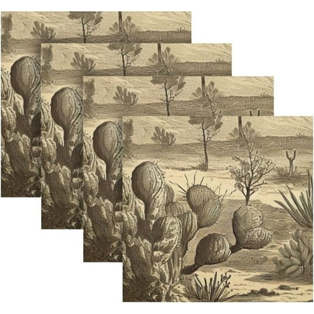

BESTKITTY Vintage Cactus Cloth Napkins Set of 4 Oversized Washable Reusable Polyester Dinner Table Napkins for Home Holiday Wedding Party 20 x 20 Inch